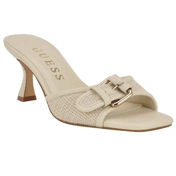 GUESS Women's Dista Buckle Slip-On Dress Kitten Heels Sandals - Picture 6 of 6